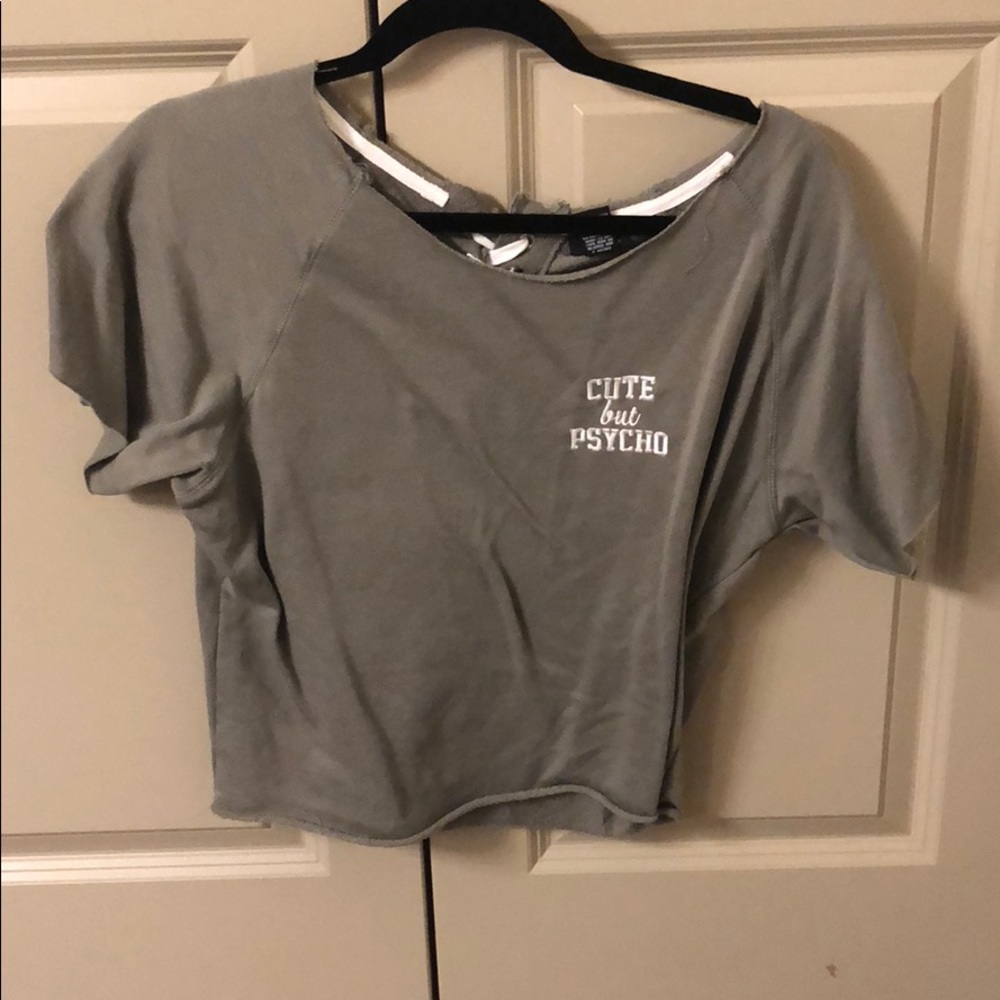 Olive green distressed crop top